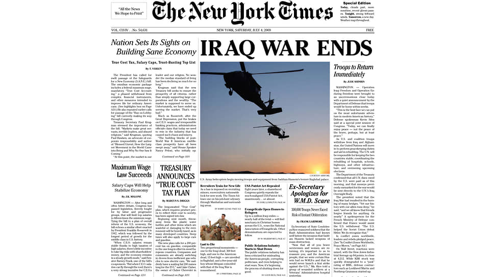 Фейковый номер The New York Times от 4 июля 2009