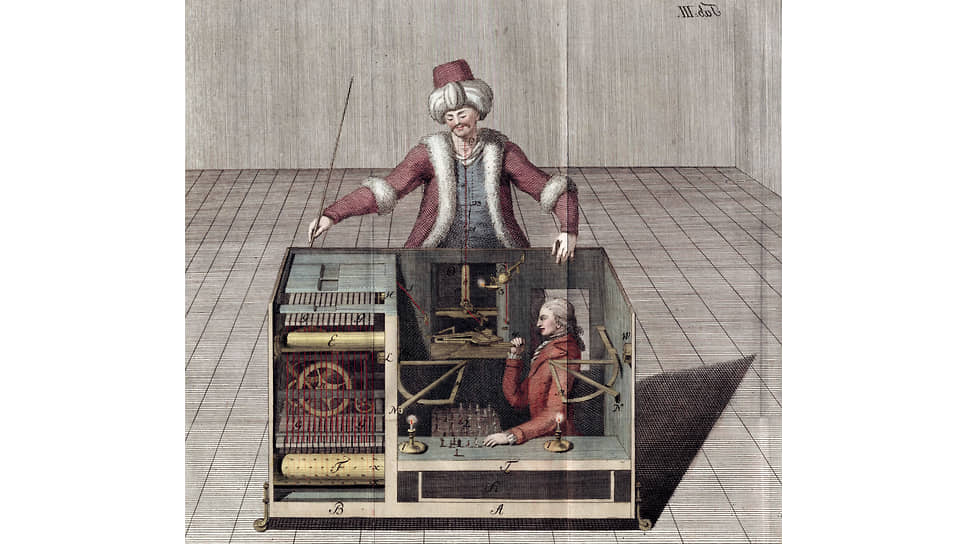 Иллюстрация из книги о шахматном автомате Кемпелена, 1789