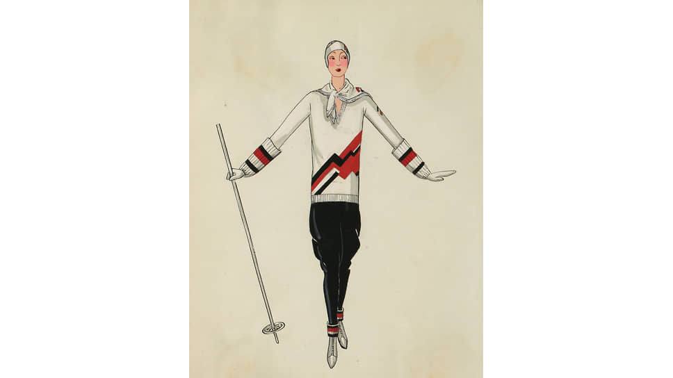 Эскиз к коллекции «Зимний спорт 1928» Жанны Ланвен. Выставка «Мода и спорт»