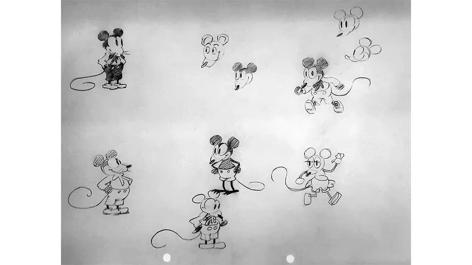 Первые эскизы Микки-Мауса, 1928
