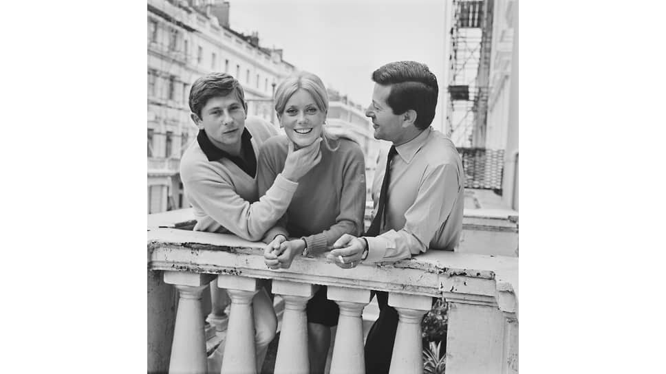 Роман Полански, Катрин Денёв и Джин Гутовски во время съемок фильма «Отвращение». Лондон, 1964