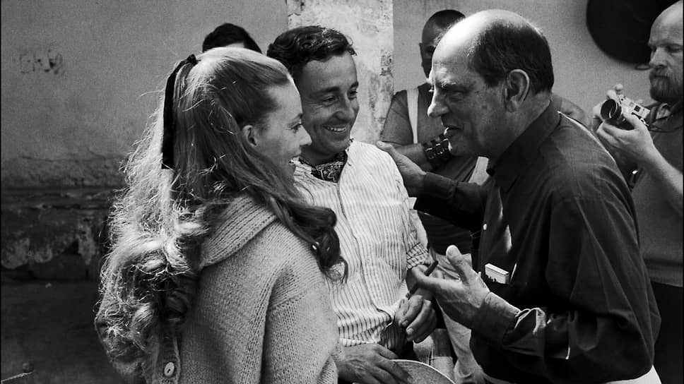 Жанна Моро, Луи Маль и Луис Бунюэль на съемках фильма
«Вива, Мария!». Мехико, 1965