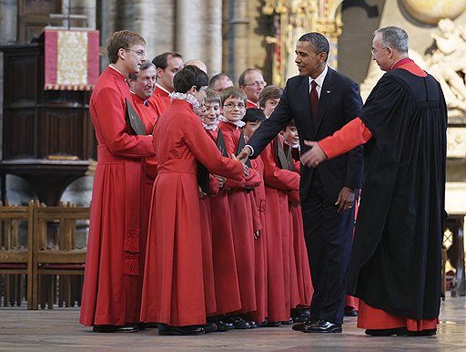 Президент США Барак Обама во время посещения Вестминстерского аббатства. &lt;br>
&lt;B>Великобритания, 2011 год&lt;/B> 