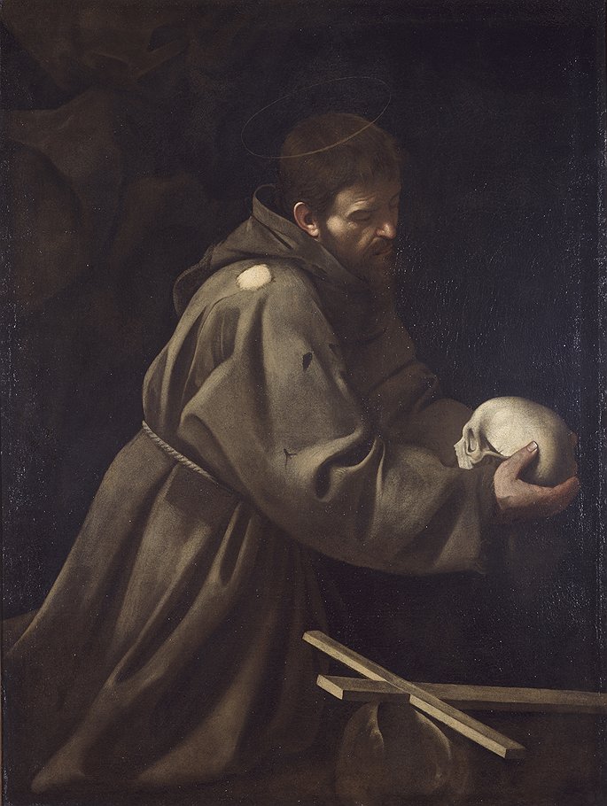На смену ренессансной ясности в полотнах Караваджо пришли суровость и мрачность (&quot;Молитва святого Франциска&quot;, около 1606 года) 