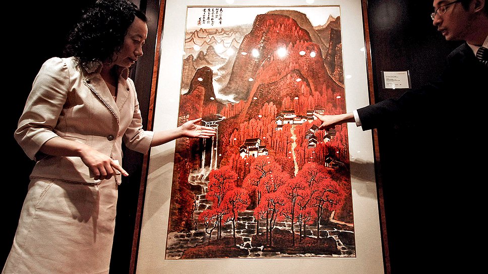 За несколько оттенков красного, нанесенных на холст Ли Кэжанем, придется заплатить 40 млн гонконгских долларов 
