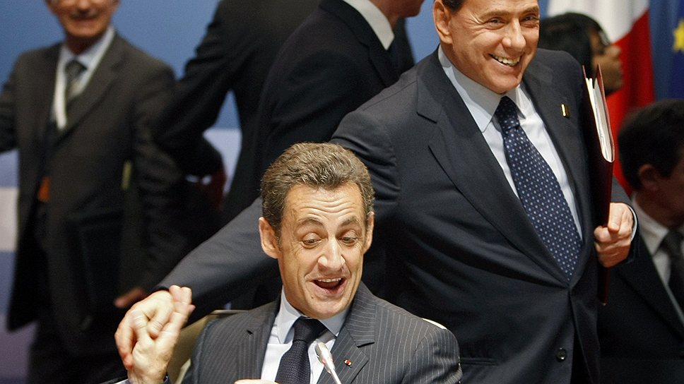 Премьер-министр Италии Сильвио Берлускони и президент Франции Никола Саркози. Париж, 2008 год