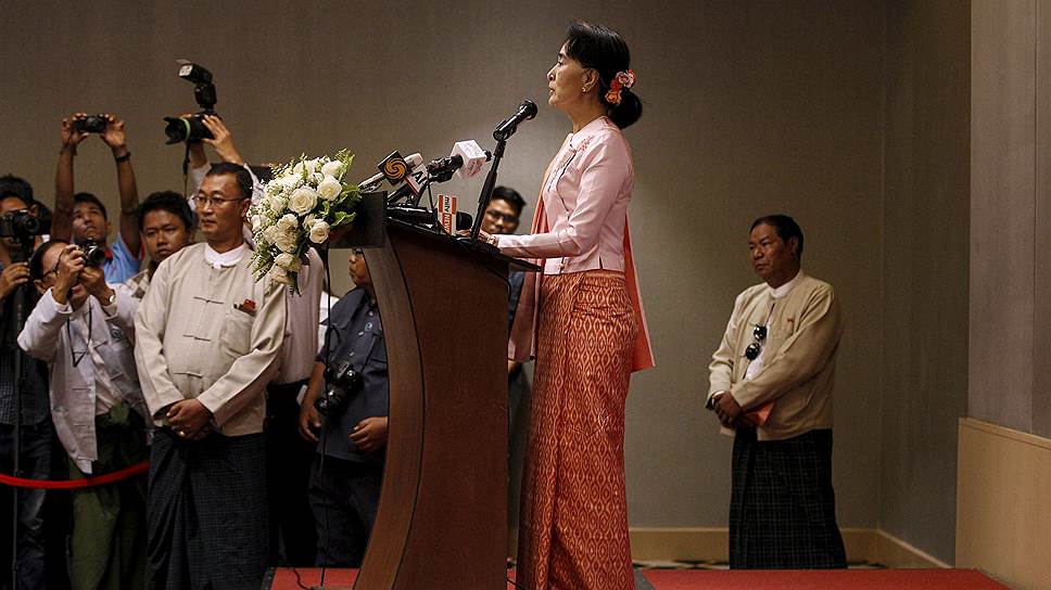 Услышать выступление Аун Сан Су Чжи (на фото) или даже просто увидеть ее — удовольствие, которого участники конференции в Осло оказались лишены 
