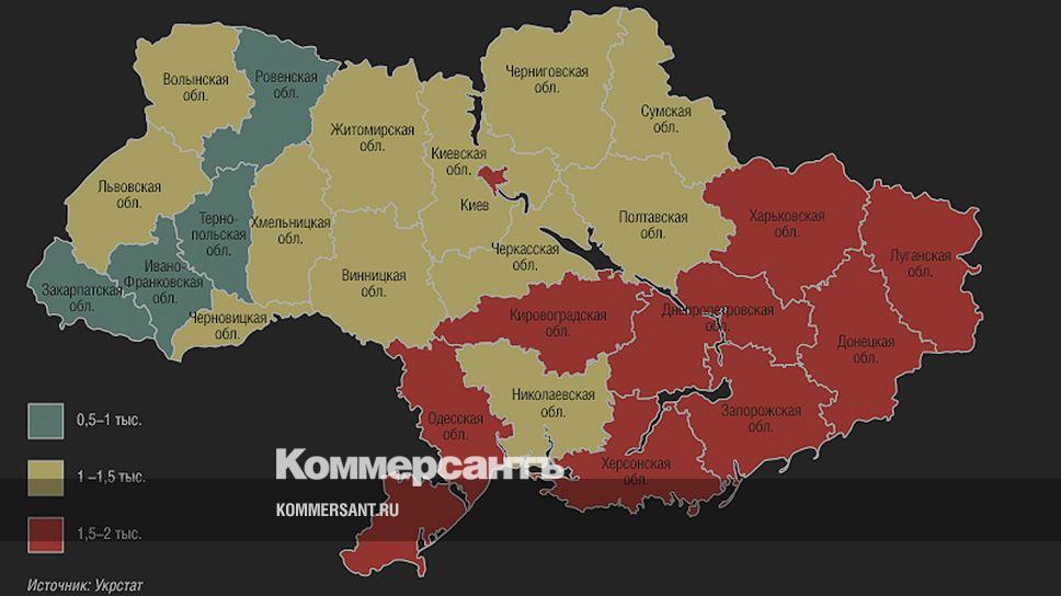 Карта украины с населением по областям
