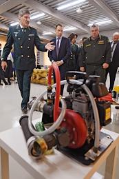 Russian Minister of Natural Resources and Environment Alexander Kozlov during a visit to the Avialesokhrana of Russia.