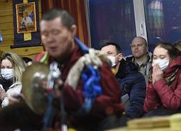 Dugzhuuba rite, a rite of purification, on the eve of the celebration of Sagaalgan (Tsagaan Sar) (Buddhist New Year) at the Rinchin datsan in Novosibirsk.