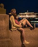 Жанровые фотографии. Виды Санкт-Петербурга. Ночная жизнь на набережной. Развод мостов.