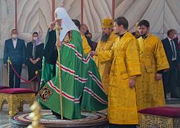 The solemn ceremony of opening the cathedral in honor of the holy right-believing prince Alexander Nevsky in the center of Volgograd. The rite of the great consecration of the Alexander Nevsky Cathedral and the Divine Liturgy.