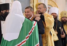 The solemn ceremony of opening the cathedral in honor of the holy right-believing prince Alexander Nevsky in the center of Volgograd.