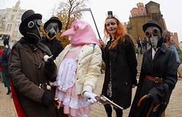 Holiday Halloween. Traditional zombie parade (Zombie Walk) in Kiev.