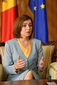 Moldovan President Maia Sandu during an interview.