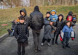 Refugees from the Middle East and North Africa in Belarus heading towards the Polish border.