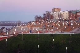 New lighting of the slopes after the reconstruction of the Fedorovsky embankment.