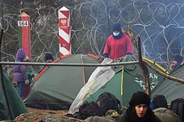 Refugee camp on the Belarusian-Polish border.