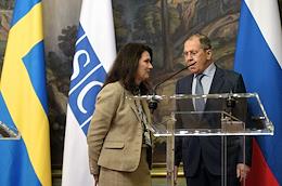 Talks between Russian Foreign Minister Sergei Lavrov and the OSCE Chairman-in-Office, Swedish Foreign Minister Ann Linde at the Russian Foreign Ministry's Reception House.