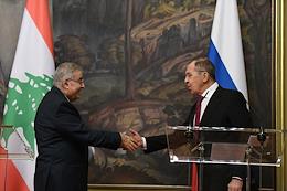 Talks between Russian Foreign Minister Sergei Lavrov and Lebanese Minister of Foreign Affairs and Emigrants Abdallah Bou Habib at the Russian Foreign Ministry's Reception House.