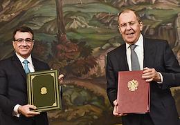 Talks between Minister of Foreign Affairs of Russia Sergei Lavrov and Minister of Foreign Affairs of the Federal Republic of Brazil Carlos Alberto Franco Fransa at the Reception House of the Russian Foreign Ministry.