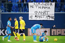 Russian Premier League (RPL). Tinkoff - Russian Football Championship 2021/2022. 17th round. A match between the teams Zenit (St. Petersburg) - Rostov (Rostov-on-Don) at the Gazprom Arena stadium.