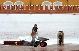 Snow removal on Red Square.