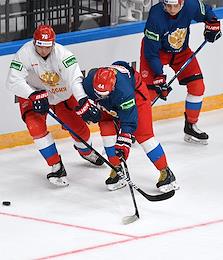 Open training session of the Russian national ice hockey team on the eve of the second stage of the Euro Hockey Tour - Channel One Cup. The training took place at the Multifunctional Sports Complex (MSC) 'CSKA Arena'.