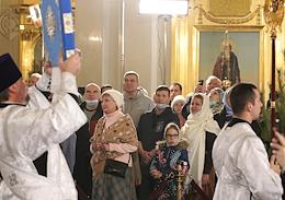The first Christmas service in the reconstructed Cathedral of the Kazan Icon of the Mother of God in Kazan.
