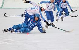 Russian Bandy Championship. A match between the teams Dynamo (Moscow) and Sibselmash (Novosibirsk) at the Zorky stadium in Krasnogorsk.