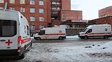 A queue of ambulances near the emergency department of the Pokrovskaya hospital.