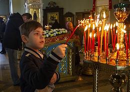 Festive Easter service in the Church of the Transfiguration of the Lord in Ligovo.