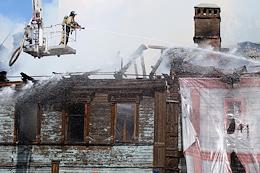 The fire of the wooden building of OKN on Sennaya Square.