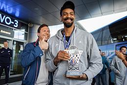 Meeting of the Champions of Russia in basketball team Zenit at Pulkovo airport.