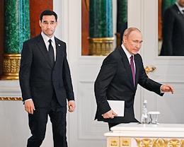 Russian President Vladimir Putin during a meeting with President of Turkmenistan Serdar Berdimuhamedov.
