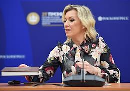 XXV St. Petersburg International Economic Forum (SPIEF) 2022 at the Expoforum Convention and Exhibition Center (CEC). Manager of the Information and Press Department of the Russian Foreign Ministry Maria Zakharova during a briefing on current foreign policy issues.