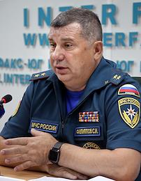 Head of the Main Directorate of the Ministry of Emergency Situations of Russia for the Rostov Region, Lieutenant General of the Internal Service Sergei Filippov, during a press conference at the Interfax-South news agency.