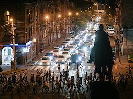 Procession of the 'Resistance' movement through the streets of Yerevan.