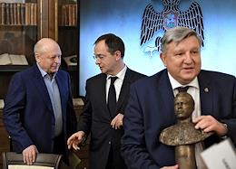 Solemn ceremony of awarding the Prize 'For loyalty to historical truth' to the authors of the feature film 'Head of Intelligence' at the Headquarters of the Russian Military Historical Society.