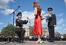 Graduation ceremony of cadets of the Moscow University of the Ministry of Internal Affairs of Russia named after V.Ya. Kikotya on Red Square.