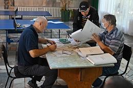 Point of selection of volunteers on a contract basis in the nominal battalions of the Omsk region - companies 'Irtysh', 'Avangard' and 'Om' in the sports and rehabilitation center.