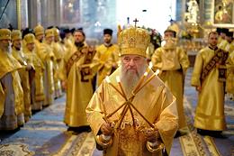Religious procession in honor of the day of the transfer of the relics of the Holy Prince Alexander Nevsky in St. Petersburg.