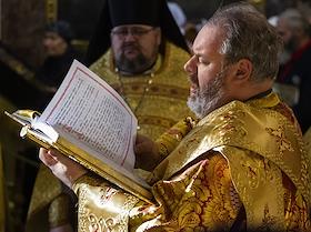 Divine Liturgy in the Kazan Cathedral dedicated to the day of the transfer of the relics of the Holy Prince Alexander Nevsky in St. Petersburg.