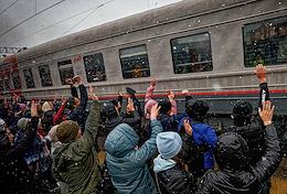 Carrying out the partial military mobilization announced by Russian President Vladimir Putin on September 21, 2022. Seeing the residents of Tomsk, called up for military service for mobilization.
