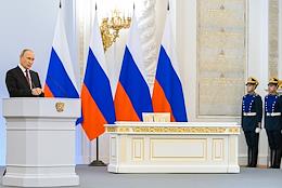 The ceremony of signing agreements on joining the Donetsk and Lugansk people's republics, as well as the Kherson and Zaporozhye regions in the Grand Kremlin Palace.